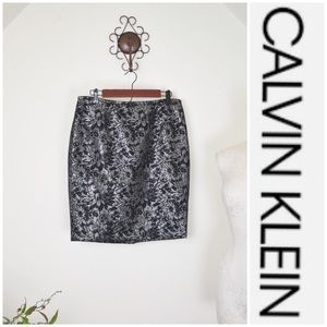 NWT Calvin Klein Floral Metallic Pencil Skirt